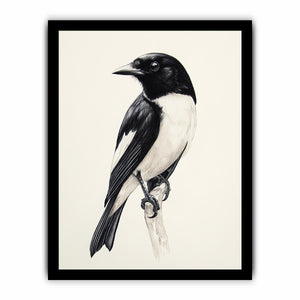Minimal black and white songbird Canvas Print