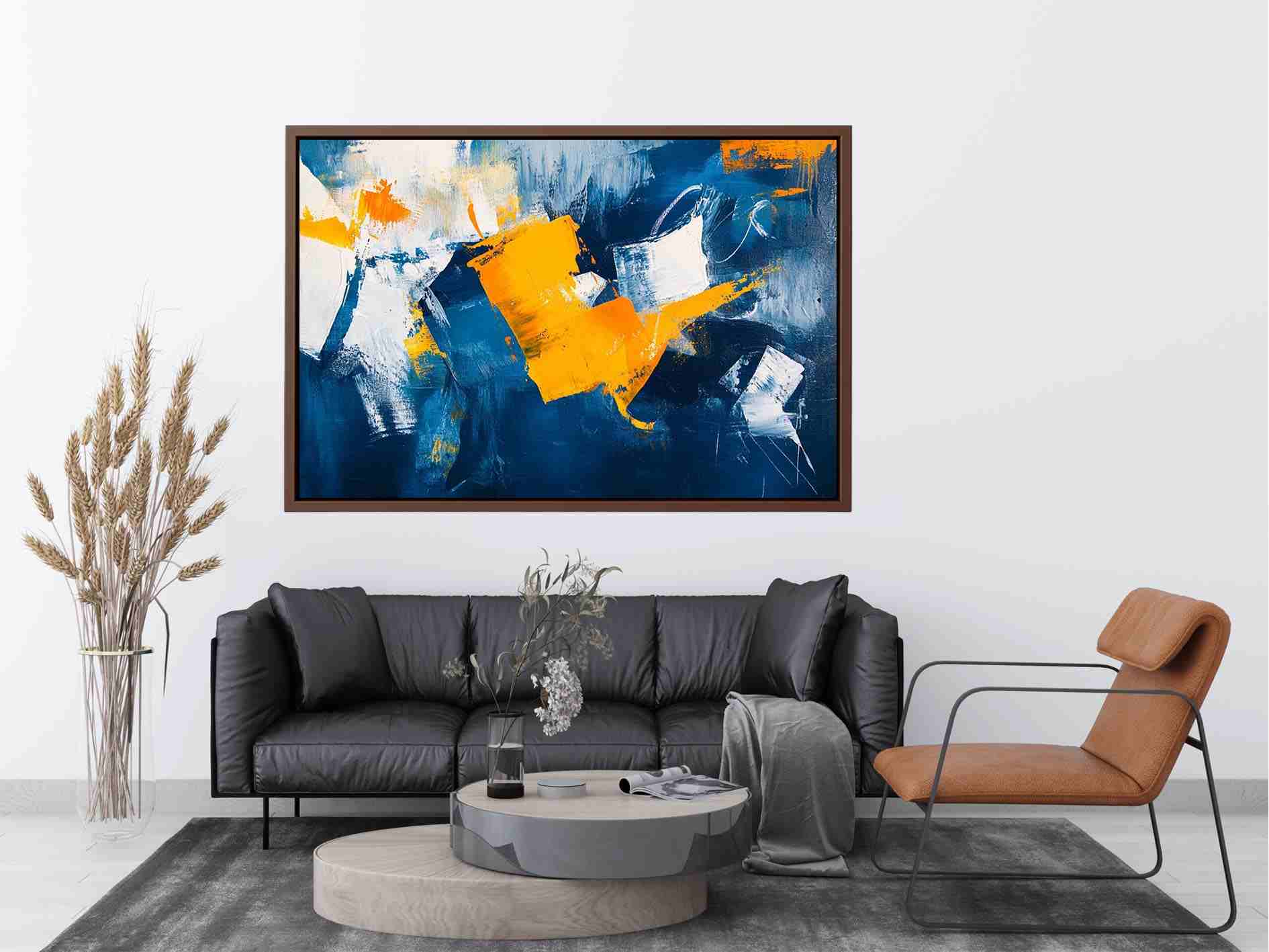 Blue and gold abstract painting