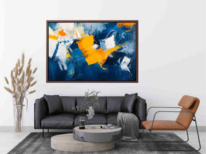 Blue and gold abstract painting