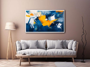 Blue and gold abstract painting