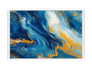 Blue and gold fluid abstract artwork