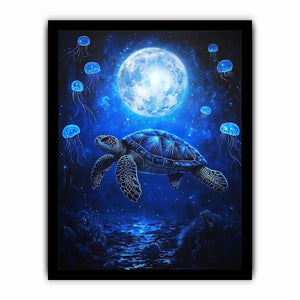 Fantasy sea turtle and jellyfish artwork