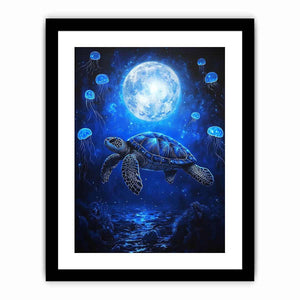 Fantasy sea turtle and jellyfish artwork