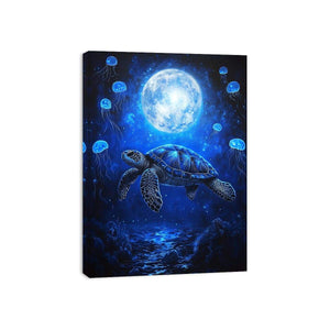 Fantasy sea turtle and jellyfish artwork