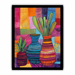 Colorful patterned vase artwork