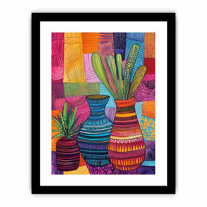 Colorful patterned vase artwork
