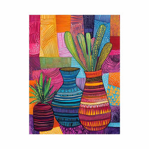 Colorful patterned vase artwork