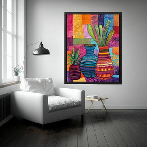 Colorful patterned vase artwork