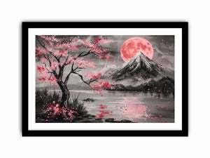 Cherry blossom moon landscape Canvas Print