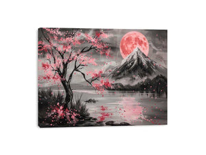 Cherry blossom moon landscape Canvas Print