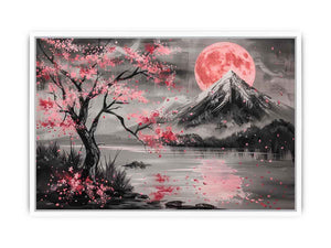 Cherry blossom moon landscape Canvas Print