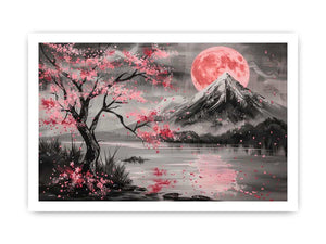 Cherry blossom moon landscape Canvas Print