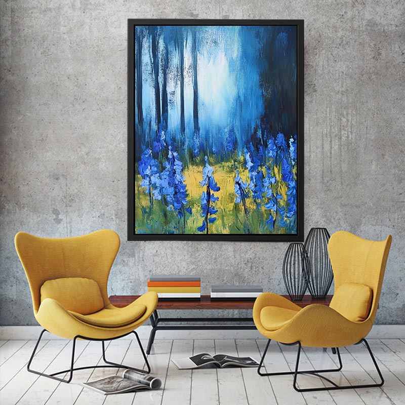 Blue floral landscape Canvas Print