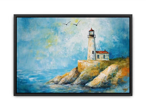 Soft coastal lighthouse watercolor Canvas Print