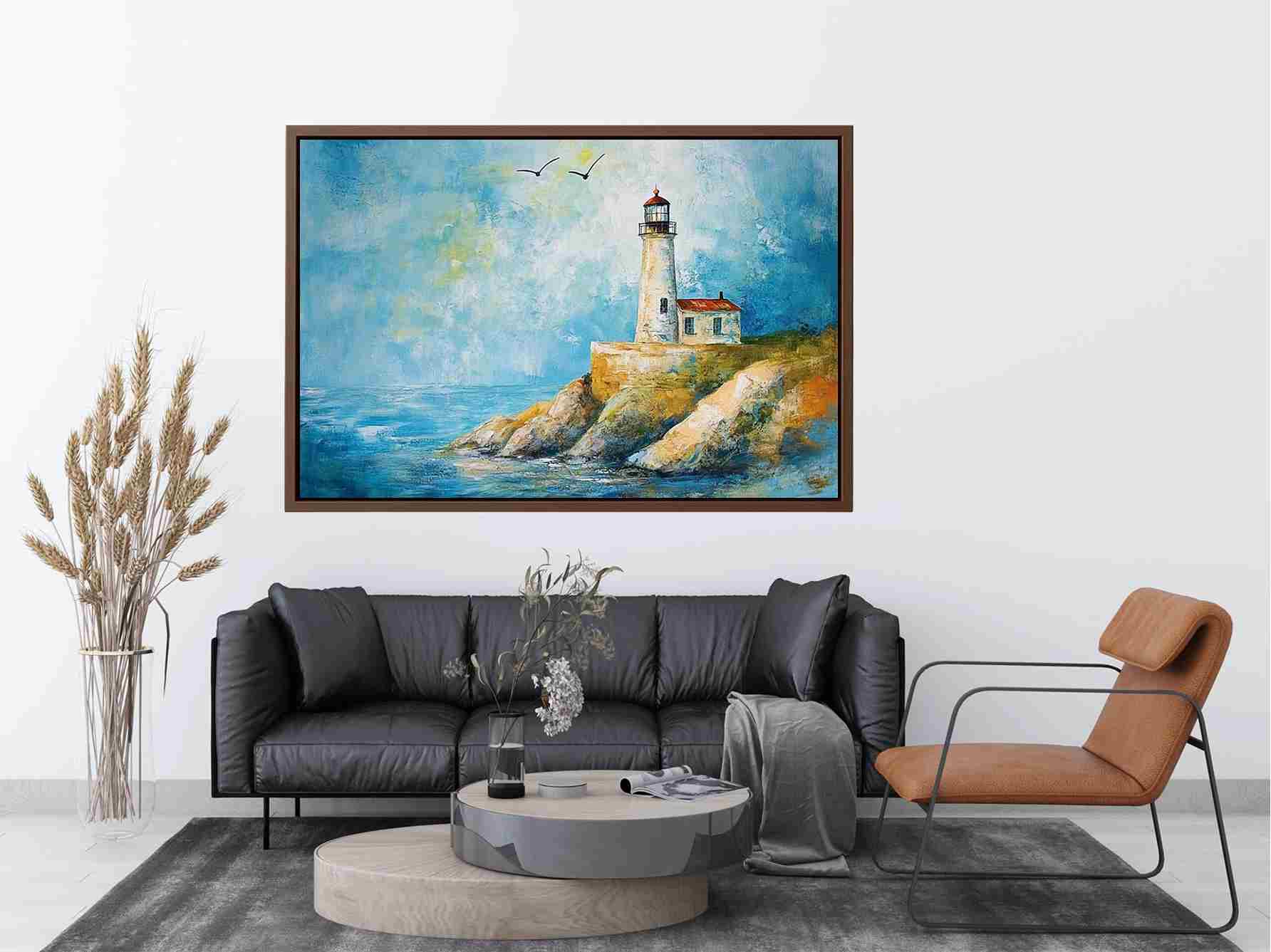 Soft coastal lighthouse watercolor Canvas Print