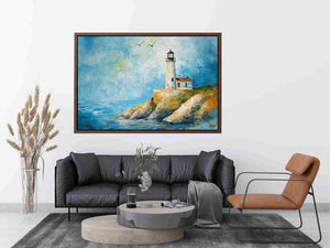 Soft coastal lighthouse watercolor Canvas Print
