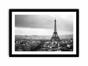 Eiffel Tower black and white cityscape artwork