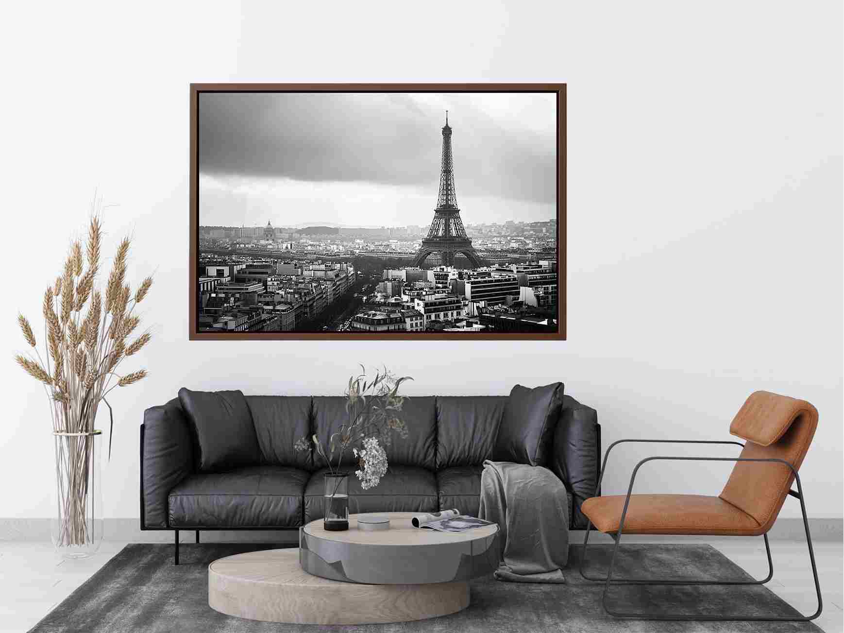 Eiffel Tower black and white cityscape artwork