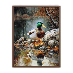 Duck by lakeside reflection artwork