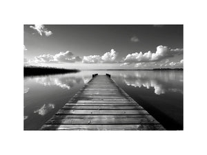 Black and white pier landscape