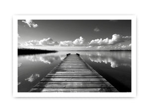 Black and white pier landscape