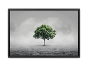 Minimal lone green tree Canvas Print