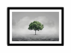 Minimal lone green tree Canvas Print