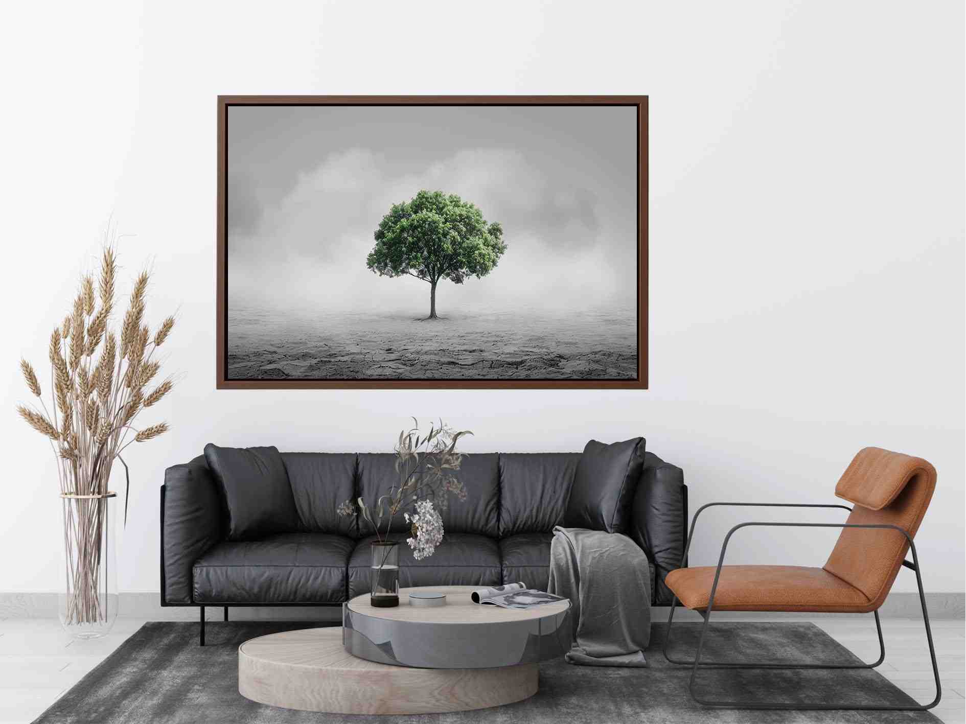 Minimal lone green tree Canvas Print