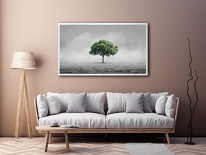 Minimal lone green tree Canvas Print