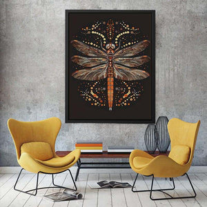 Bold dragonfly Canvas Print with copper dot detail