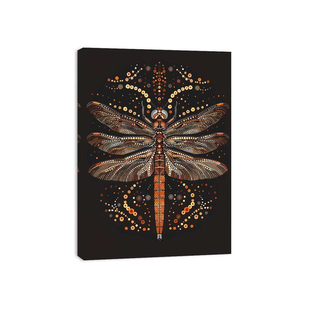 Bold dragonfly Canvas Print with copper dot detail