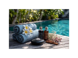Spa towel and poolside canvas