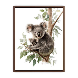 Watercolor koala and baby Canvas Print