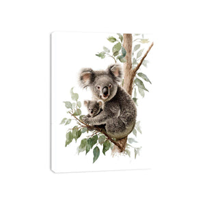 Watercolor koala and baby Canvas Print