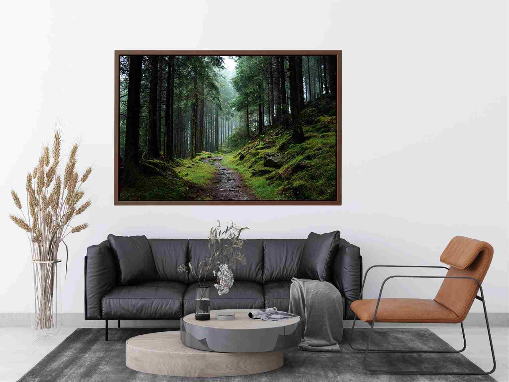 Misty forest path canvas