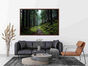 Misty forest path canvas