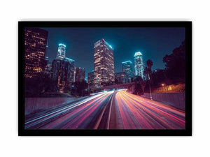 Night city light trail canvas