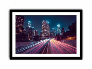 Night city light trail canvas