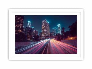 Night city light trail canvas