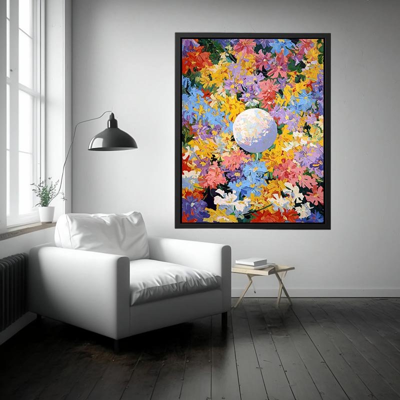 Colorful floral moon Canvas Print