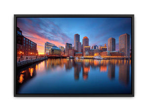 Waterfront city skyline canvas