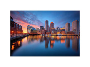 Waterfront city skyline canvas