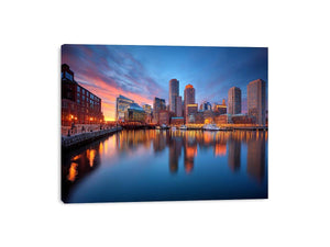 Waterfront city skyline canvas