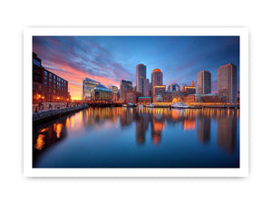 Waterfront city skyline canvas