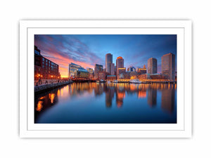 Waterfront city skyline canvas