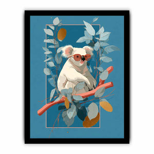 Cool koala illustration Canvas Print with eucalyptus leaves