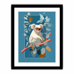 Cool koala illustration Canvas Print with eucalyptus leaves