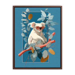 Cool koala illustration Canvas Print with eucalyptus leaves