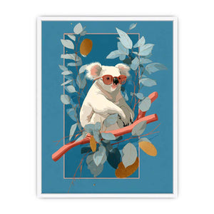 Cool koala illustration Canvas Print with eucalyptus leaves