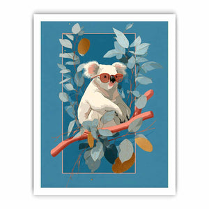 Cool koala illustration Canvas Print with eucalyptus leaves